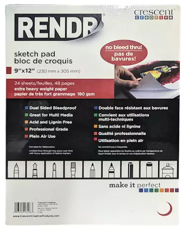 Crescent - RENDR Soft-Cover Sketch Pad, 9 x 12 – Art Shack