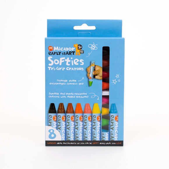 Micador - Early stART SoftiTri-Grip Crayons, 8-Colors
