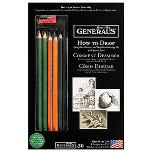 General's - How to Draw Complete Charcoal and Graphite Drawing Kit with Lesson Book