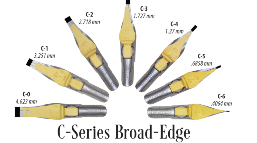 Calligraphy dip pens nib sizes offers are C-1 - C-6