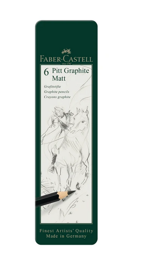 Faber-Castell - Crayons graphite mat Pitt, paquet de 6