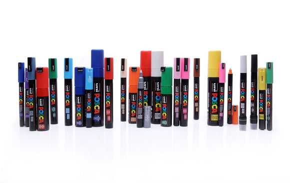 Posca - Ultra Fine to Fine Paint Marker Pens Set - PC-1MR, PC-1M, PC-3M -  White & Black Ink - Pack of 6