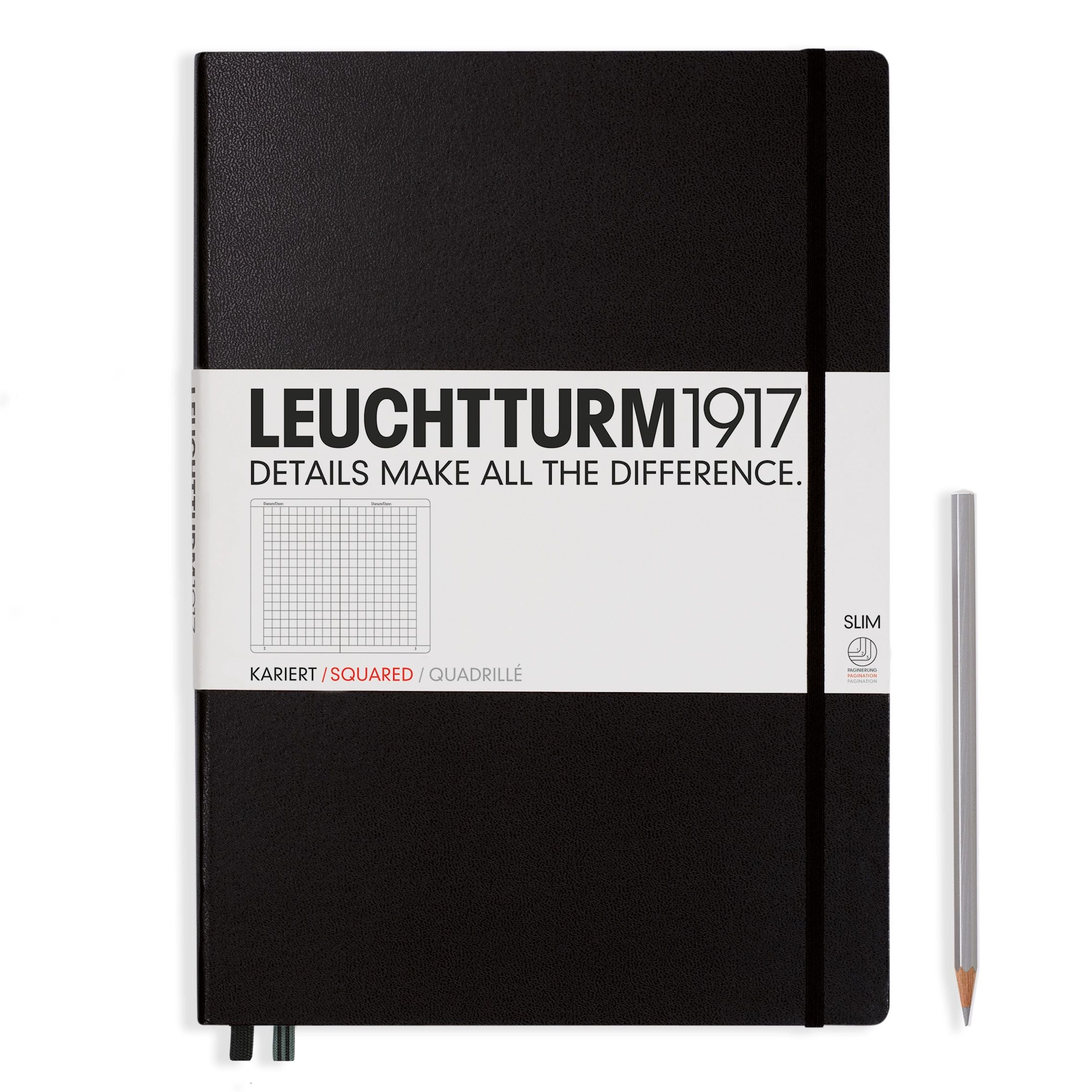Leuchtturm - Carnet de notes classique à couverture rigide A4+ Master Slim