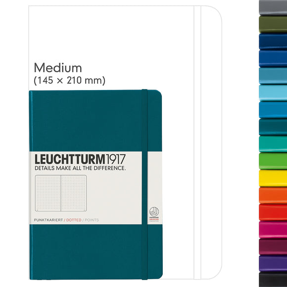 Notebook Medium (A5) Whitelines Link, Hardcover, 249 numered pages, black,  dotted