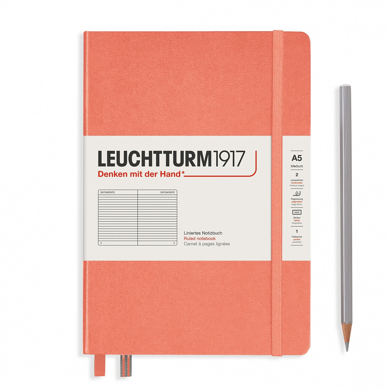 Leuchtturm - Carnet de notes classique à couverture rigide A5 Medium